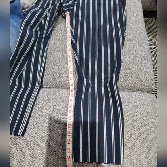 H&M Pinstripe Trousers/Pants Straight Fit Mid Rise- Size 12 - Picture 15 of 16